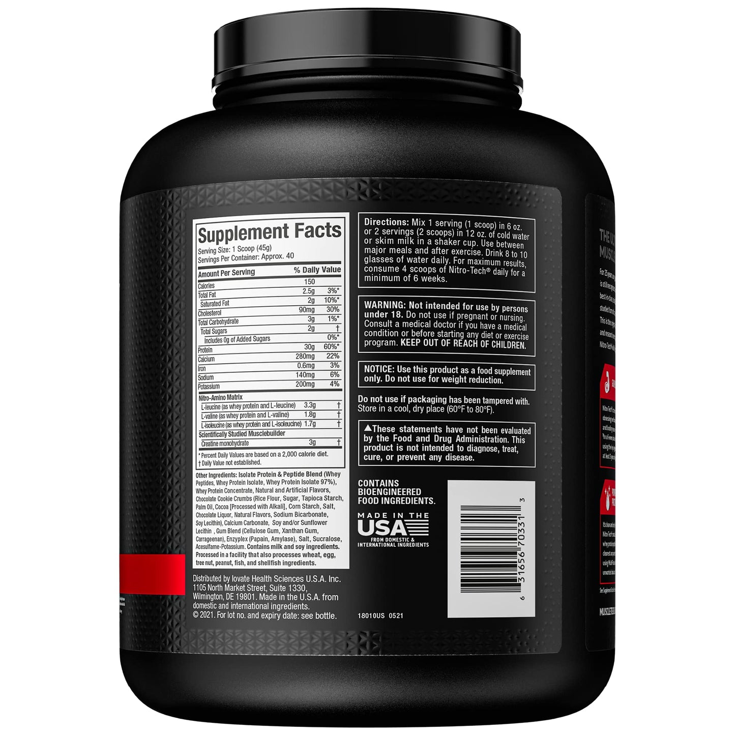 Whey Protein Powder MuscleTech Nitro-Tech Whey Protein Isolate & Peptides Protein - Maple Wellness Supplements
