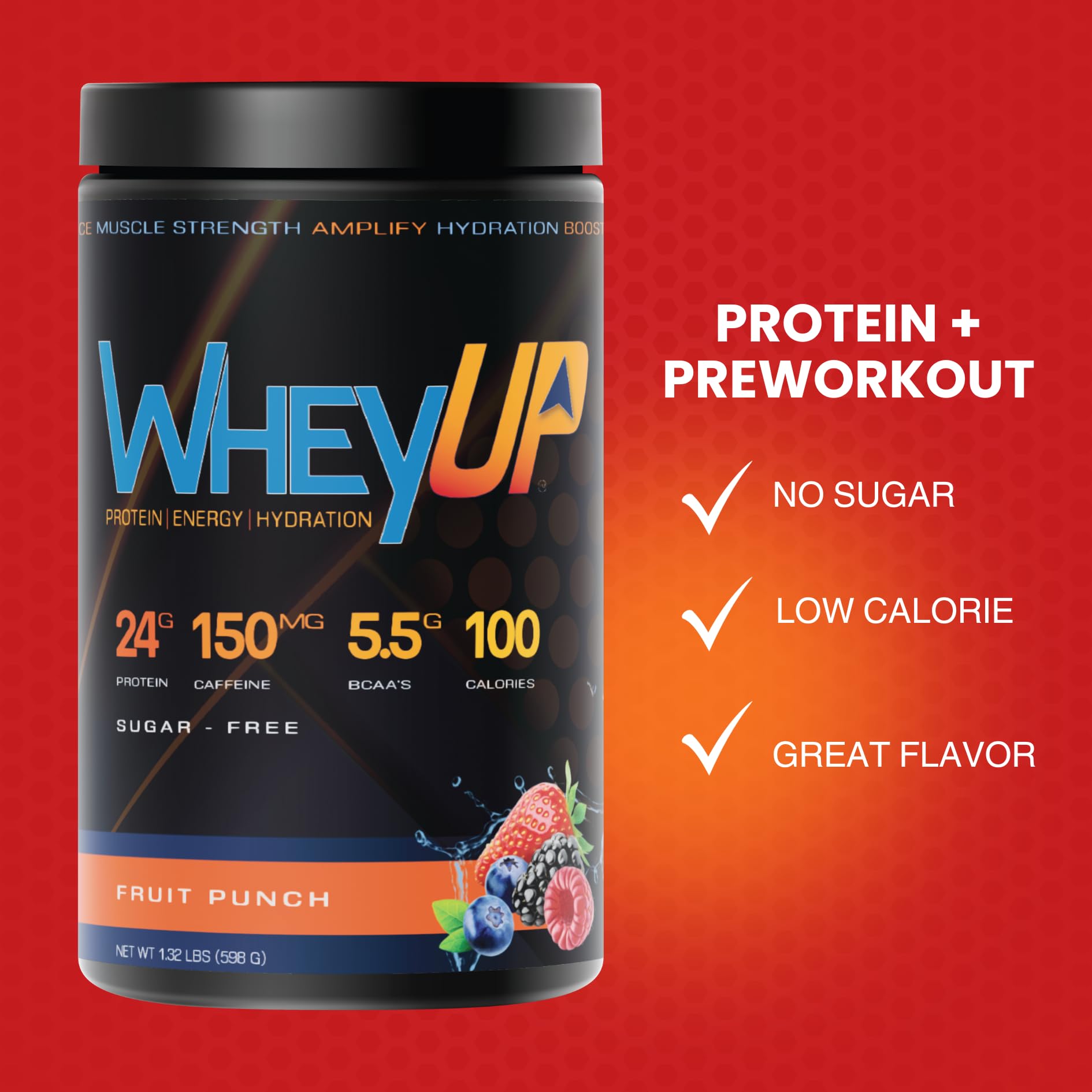 WheyUP Clear Whey Isolate Protein Powder, Blue Raspberry - 150mg Caffeine - 20 Servings - Maple Wellness Supplements