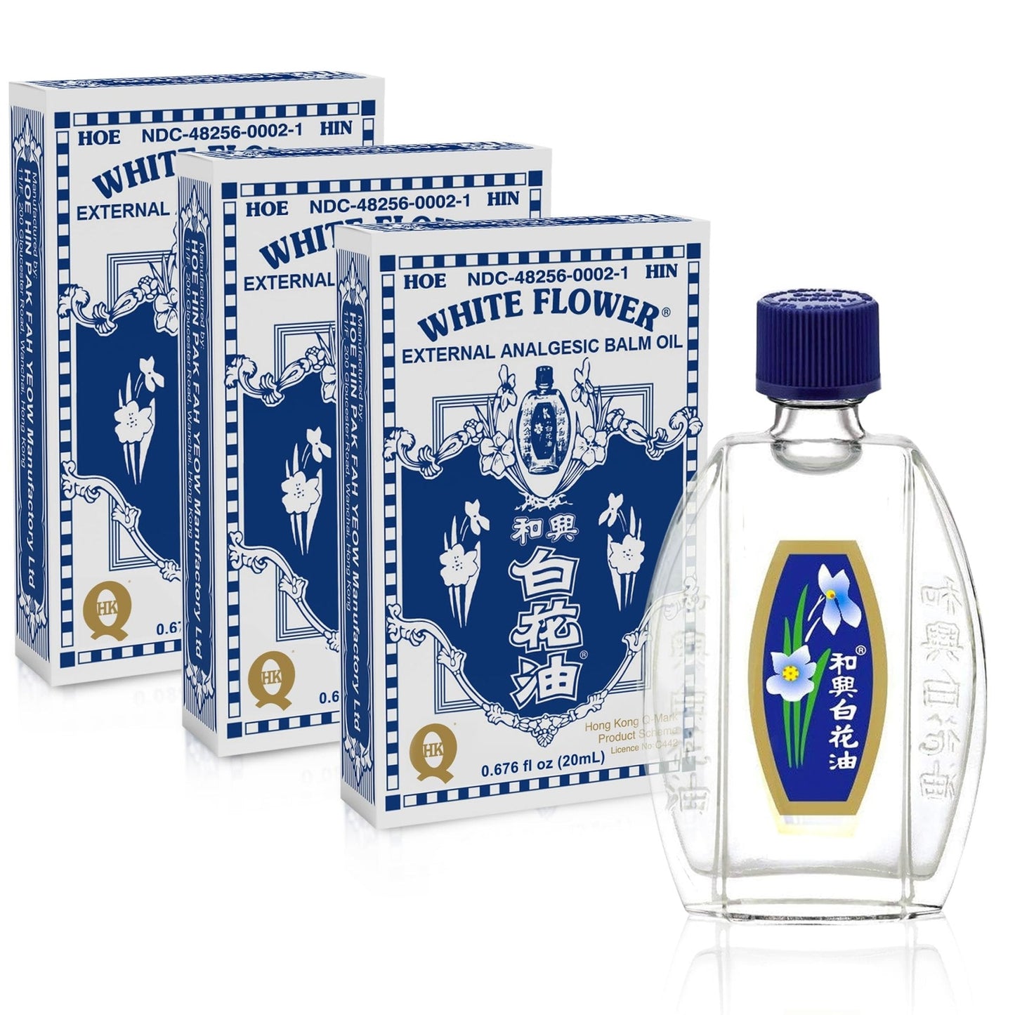 White Flower Analgesic Balm Embrocation Medicated Oil (Hoe Hin Pak Fah Yeow) (20ml/ Pack of 3) - Maple Wellness Supplements