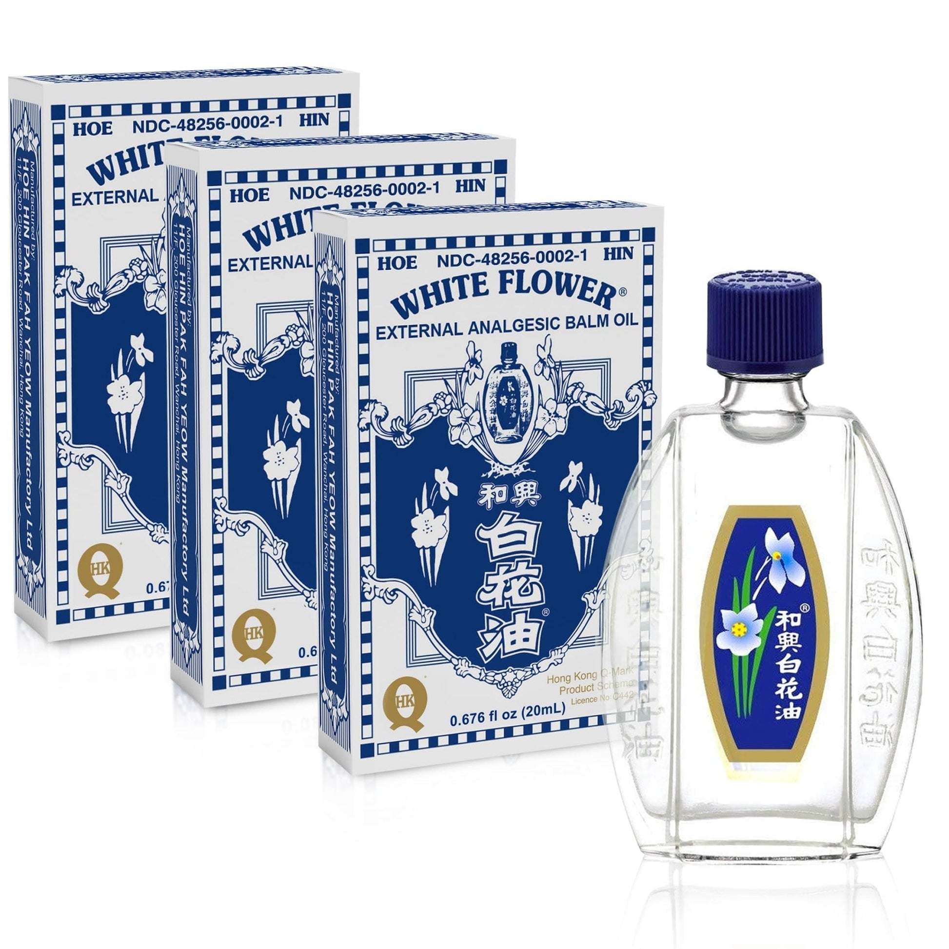 White Flower Analgesic Balm Embrocation Medicated Oil (Hoe Hin Pak Fah Yeow) (20ml/ Pack of 3) - Maple Wellness Supplements
