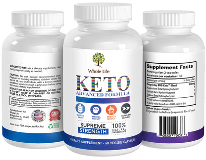 WHOLE LIFE Keto Advanced Formula Diet BHB Pills - Ketogenic All Natural, Support - Maple Wellness Supplements