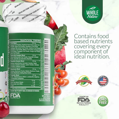 Whole Nature Whole Food Multivitamin for Men and Women Complete Daily Superfood Vitamins Plus Minerals Digestive Enzymes - Maple Wellness Supplements