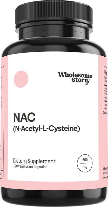 Wholesome Story NAC Supplement N Acetyl Cysteine 600 mg | Liver, Lung & Fertility Support | 120 Capsules | 120 Serving Supply - Maple Wellness Supplements