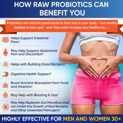 Wholesome Wellness Organic Raw Probiotics 100 Billion CFU, Dr Formulated for Women and Men, Complete Adult Supplement with Prebiotics - Maple Wellness Supplements
