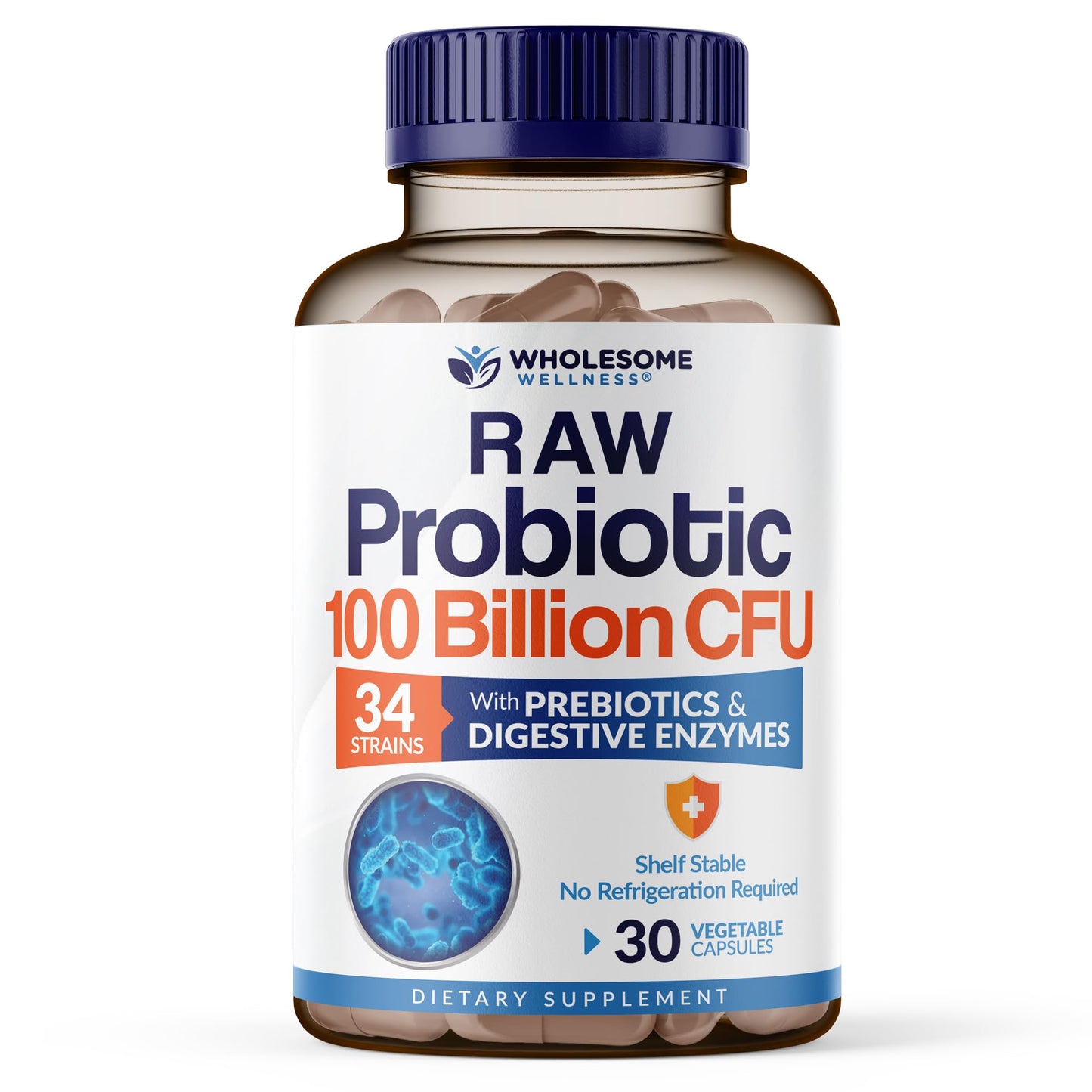 Wholesome Wellness Organic Raw Probiotics 100 Billion CFU, Dr Formulated for Women and Men, Complete Adult Supplement with Prebiotics - Maple Wellness Supplements
