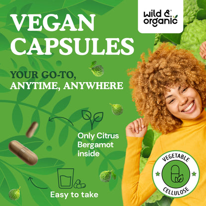 Wild & Organic Citrus Bergamot Capsules - Antioxidant & Overall Support - Citrus Bergamot Extract Capsules - Bergamia Fruit Powder Supplement - Maple Wellness Supplements