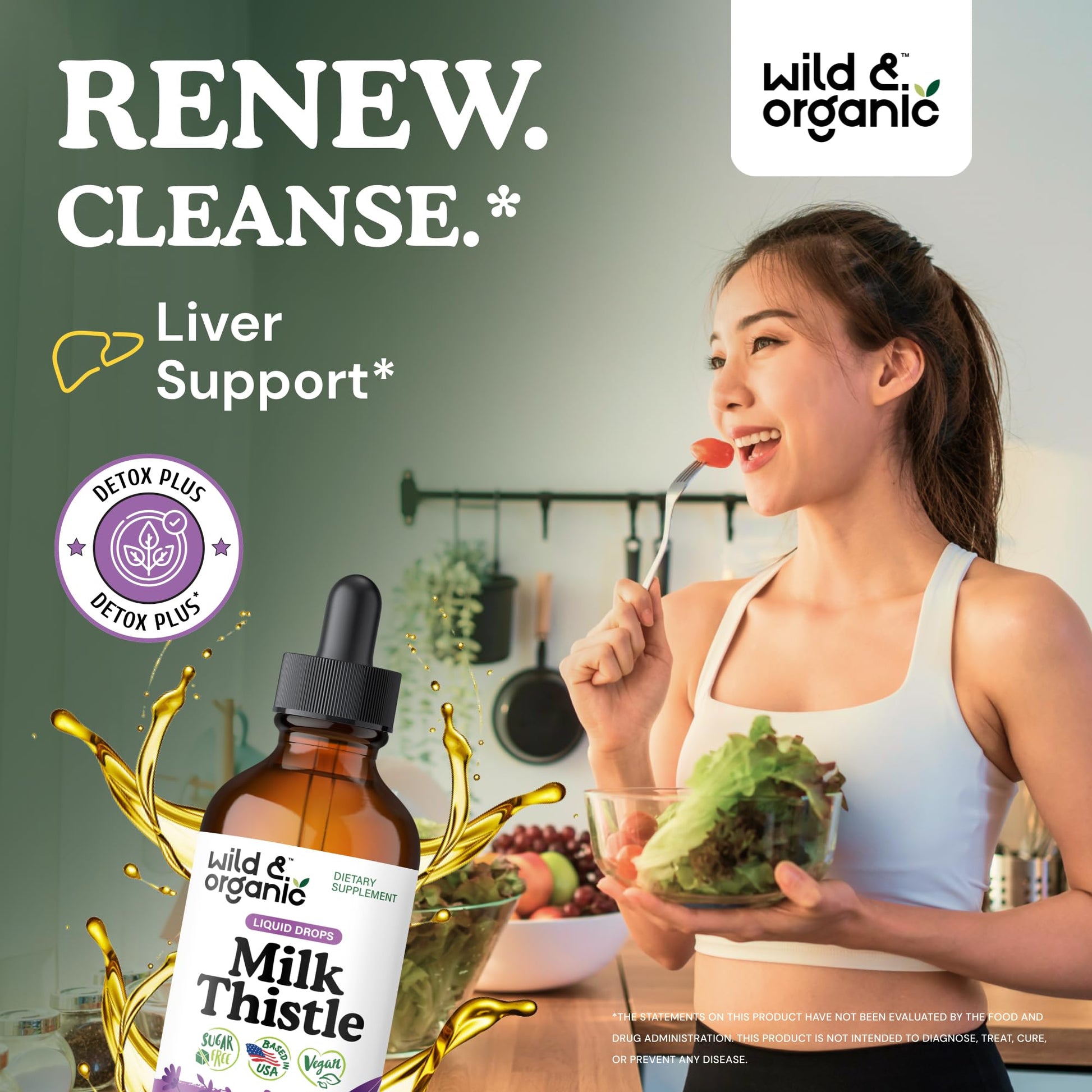 Wild & Organic Milk Thistle Liquid Drops - Liver Cleanse Detox - Silymarin Milk Thistle Supplement for Liver Support - Add to Tea - Silybum Marianum Seed Extract Tincture - Maple Wellness Supplements
