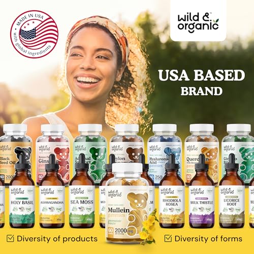 Wild & Organic Mullein Gummies - Daily Dietary Supplement for Respiratory, Digestive - Maple Wellness Supplements