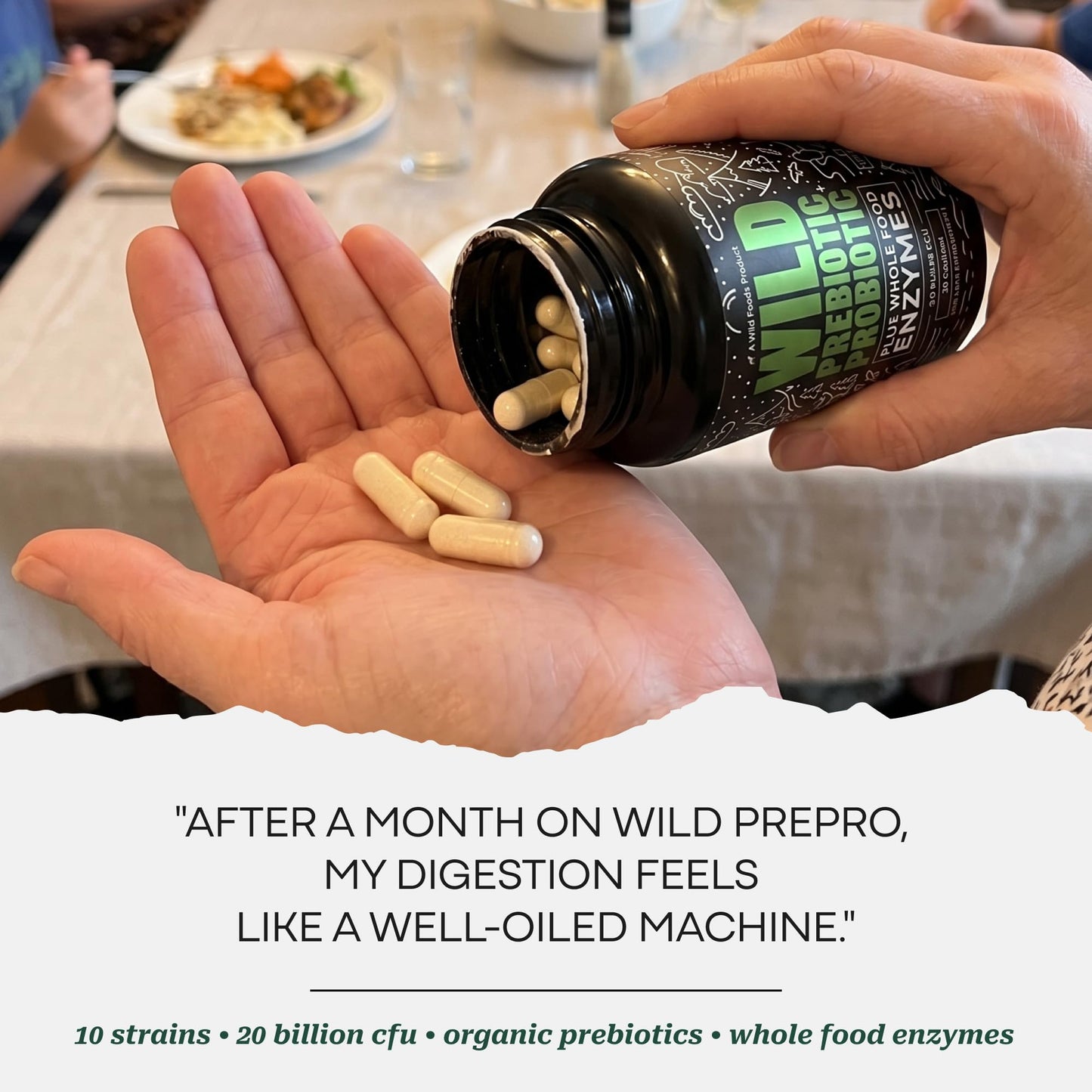 Wild Prebiotics and Probiotics with Digestive Enzymes | 20 Billion CFU - 10 Strains for Women & Men | Support Gut Health & Digestion Supplements | Non-GMO Prebiotic Fiber | 30 Capsules - Maple Wellness Supplements