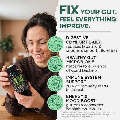 Wild Prebiotics and Probiotics with Digestive Enzymes | 20 Billion CFU - 10 Strains for Women & Men | Support Gut Health & Digestion Supplements | Non-GMO Prebiotic Fiber | 30 Capsules - Maple Wellness Supplements