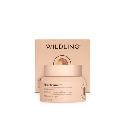 WILDLING Moonbounce 2% Bioretinol Plumping Moisturizer I Rock Samphire, Irish Sea Moss, Marshmallow Root, Moonstone I Hydrates, Boosts Elasticity, Firms I 99.5% Natural, Vegan, Cruelty Free (1.7fl oz) - Maple Wellness Supplements