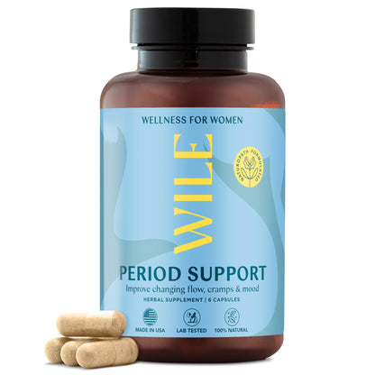 WILE Menopause and Perimenopause Supplements for Women - Menstrual Cramp, PMS and Heavy Period Relief with Dong Quai - Premenopausal Support for Hormone Balance & Improved Mood, Vegan, 30 Servings - Maple Wellness Supplements