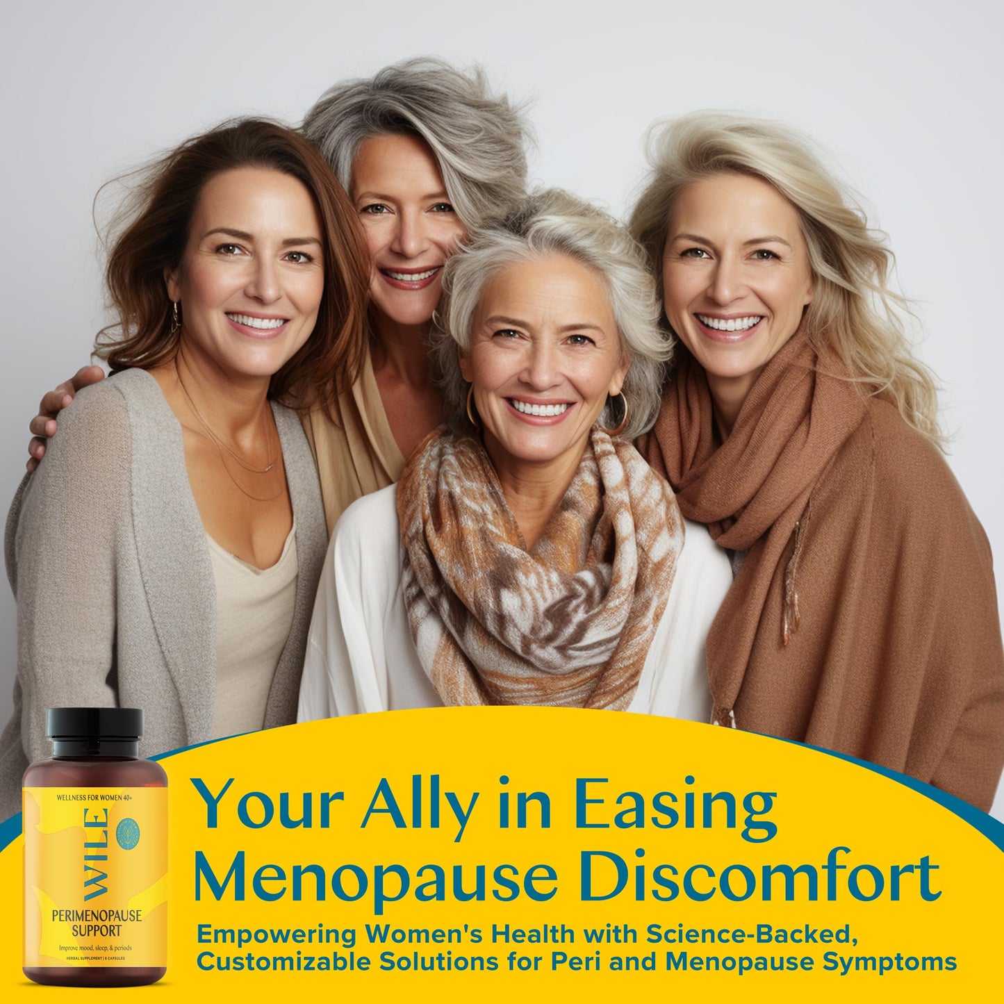 WILE Menopause and Perimenopause Supplements for Women with Ashwagandha - Menopausal Symptoms Relief for Stress, Hot Flashes, Night Sweats - Healthy Sleep & Hormone Balance Support, Vegan, 30 Servings - Maple Wellness Supplements