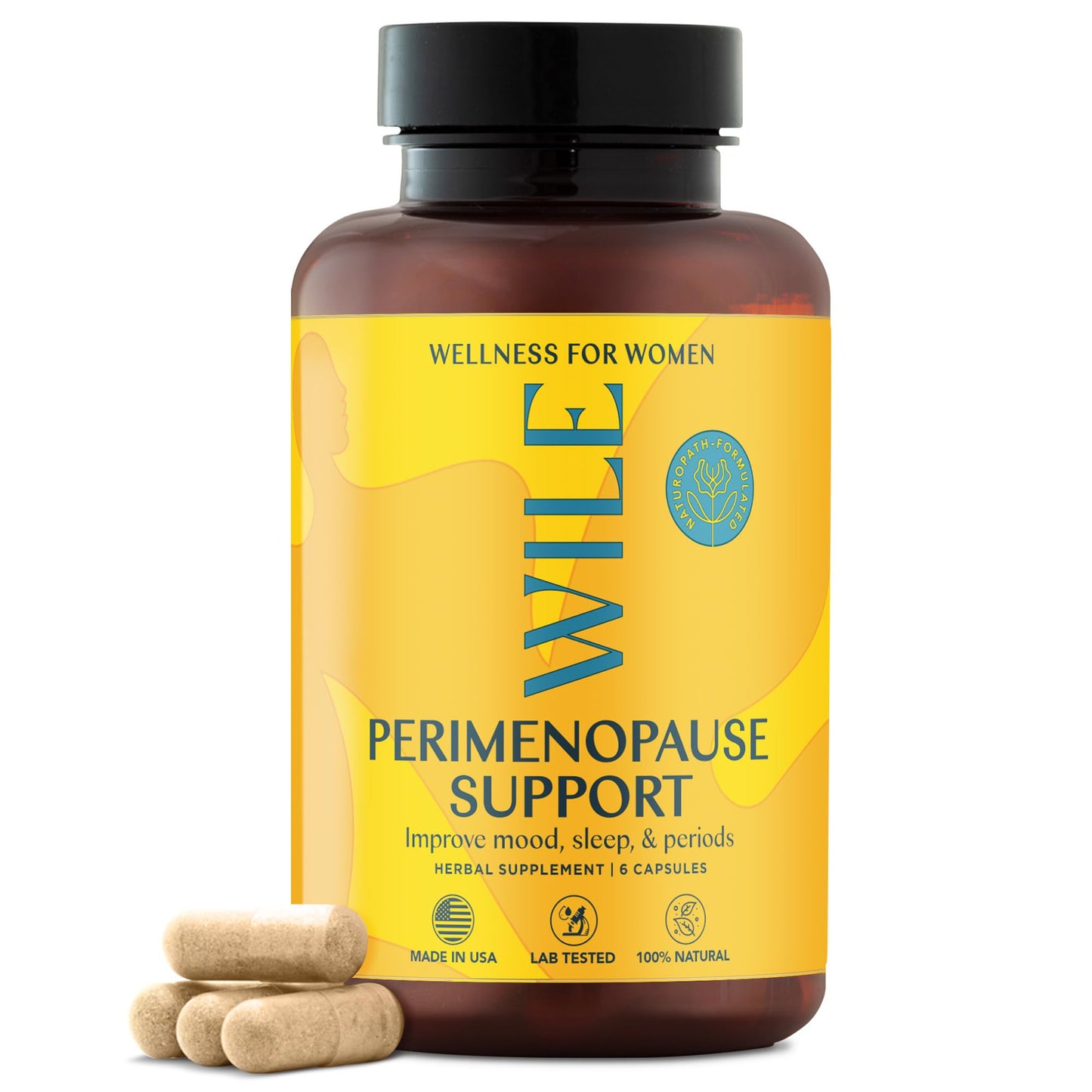 WILE Menopause and Perimenopause Supplements for Women with Ashwagandha - Menopausal Symptoms Relief for Stress, Hot Flashes, Night Sweats - Healthy Sleep & Hormone Balance Support, Vegan, 30 Servings - Maple Wellness Supplements