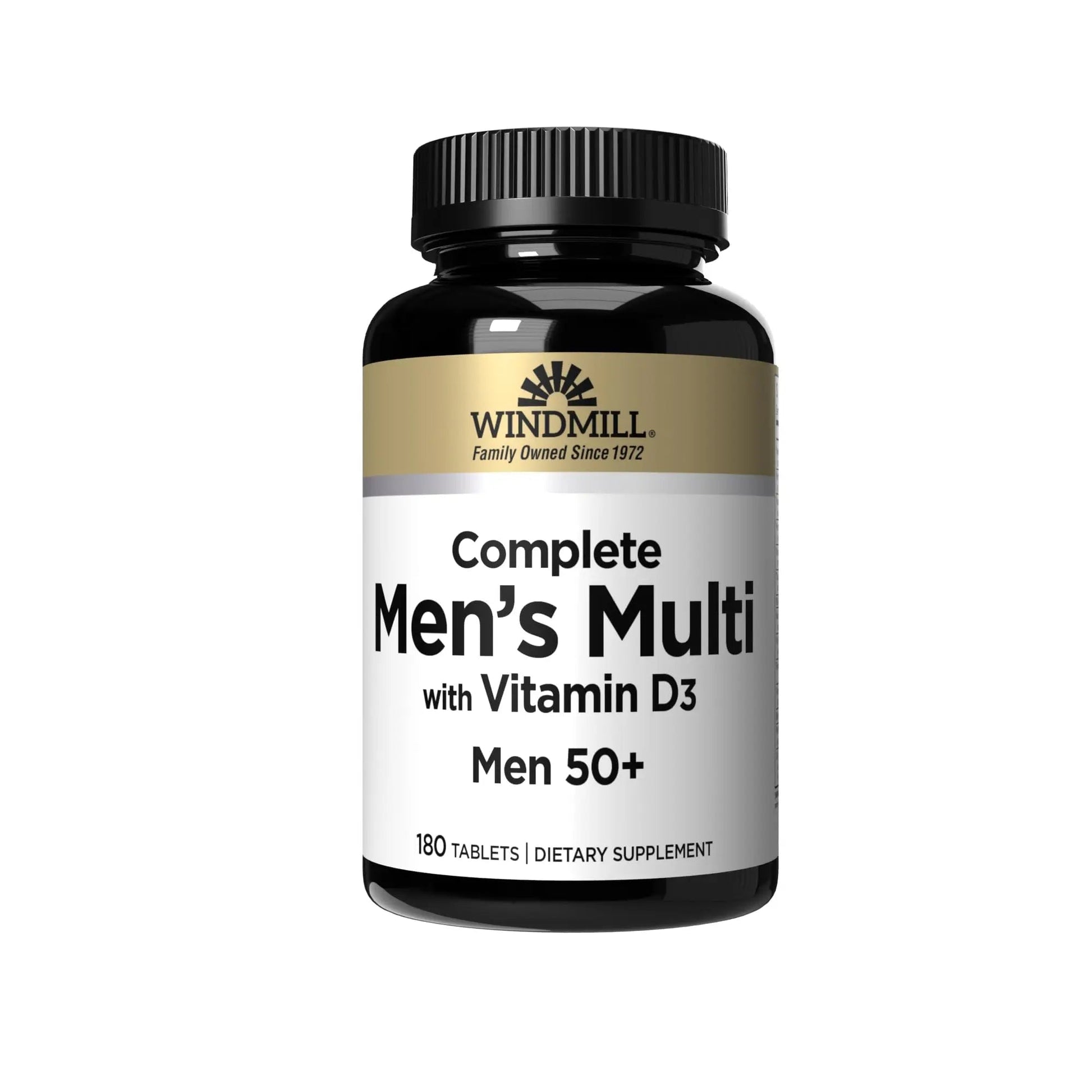 Windmill Natural Vitamins Men’s Multi 50+, with Vitamin D3, Mens Multivitamins for Daily Nutritional Support, Multivitamin for Men, 180 Tablet, 180 Day Supply - Maple Wellness Supplements