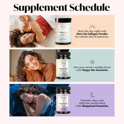 Winged Wellness Happy Her Mood Gummies - Daily Mood Enhancer Support Supplement for Women - Vitamin D with Saffron, Lemon Balm, & Lions Mane Mushrooms for Balance & Calming Relief - 50 Vegan Gummies - Maple Wellness Supplements