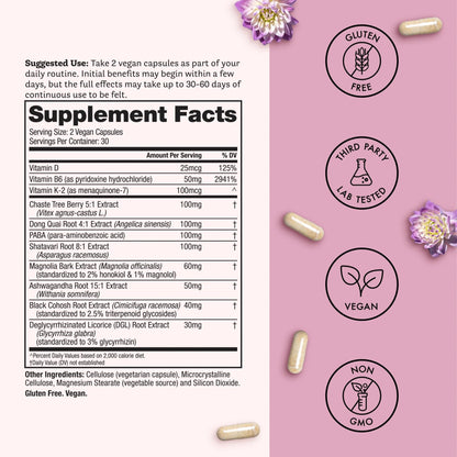 Winged Wellness Hot Momma Menopause Supplements for Women - Hormone-Free Menopause Relief Support for Hot Flashes & Night Sweats with Chaste Tree Berry, Multivitamins & Shatavari - 60 Vegan Capsules - Maple Wellness Supplements