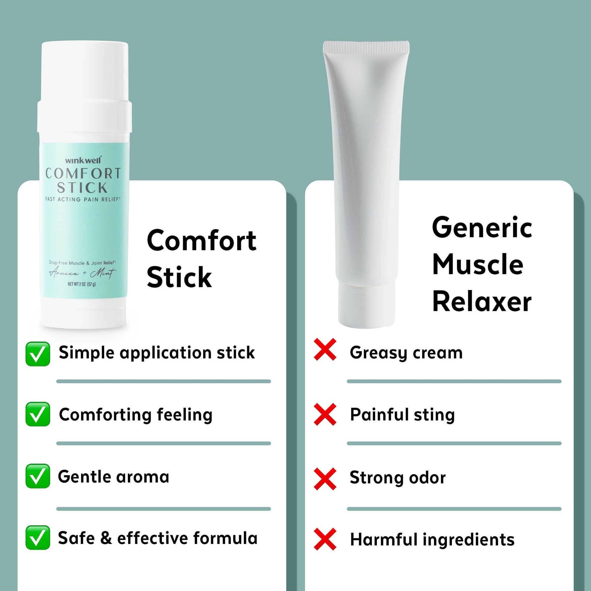 Wink Well Comfort Stick | Extra Strength Natural Muscle Relief | No-Mess roll on Stick | Joint Relief - Maple Wellness Supplements