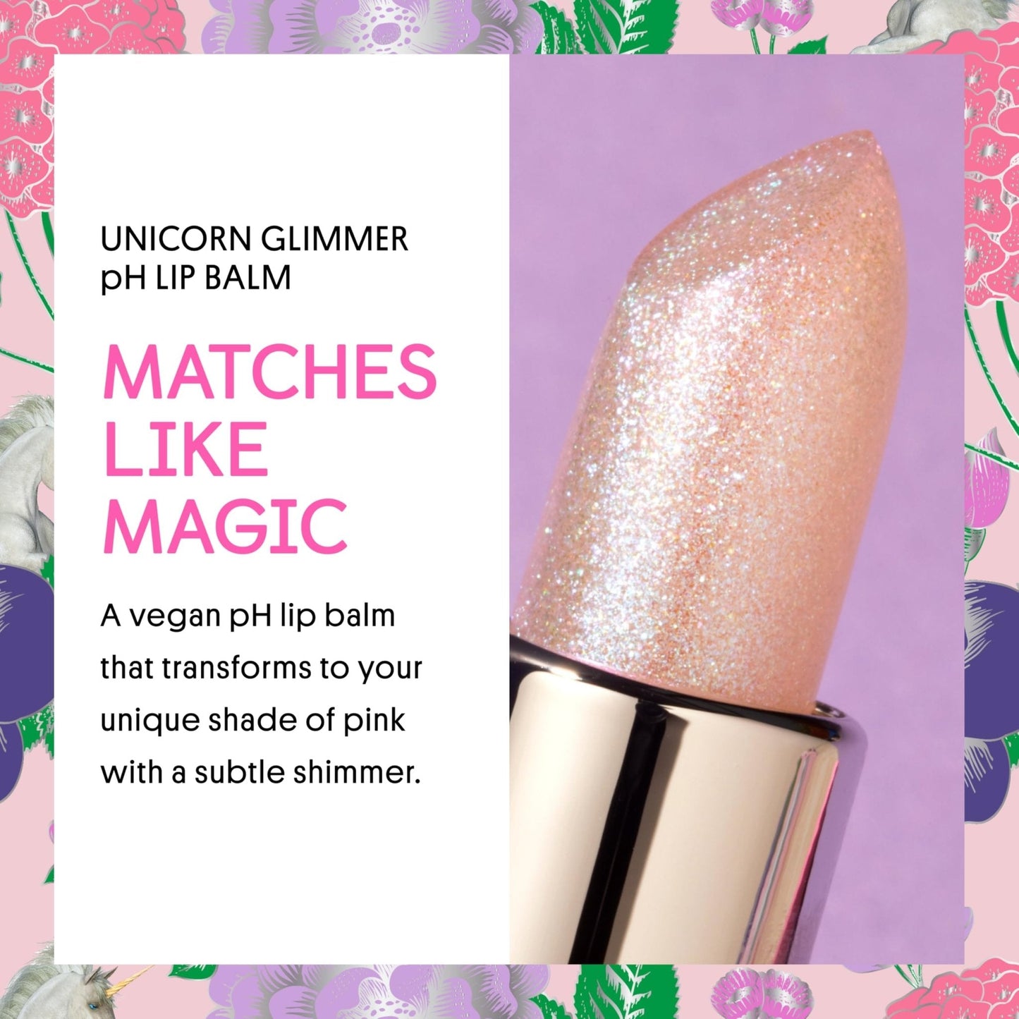 Winky Lux Unicorn Glimmer Balm -Hydrating ph Lip Balm, Natural Pink Tint with pH Color Changing, Moisturize & Soften Lips While Leaving Sheer Pink Tint, with Vanilla Scent - Maple Wellness Supplements