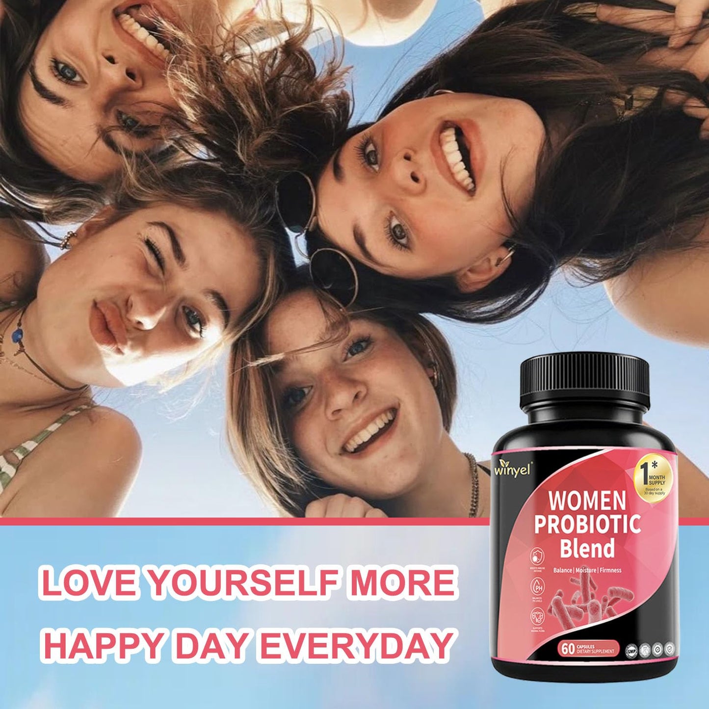 WINYEL Vaginal Probiotics for Women with Prebiotics & Herbal Blend – pH Balance & Feminine Health Support – Multi-Strain Lactobacillus for Vaginal Flora, - Maple Wellness Supplements