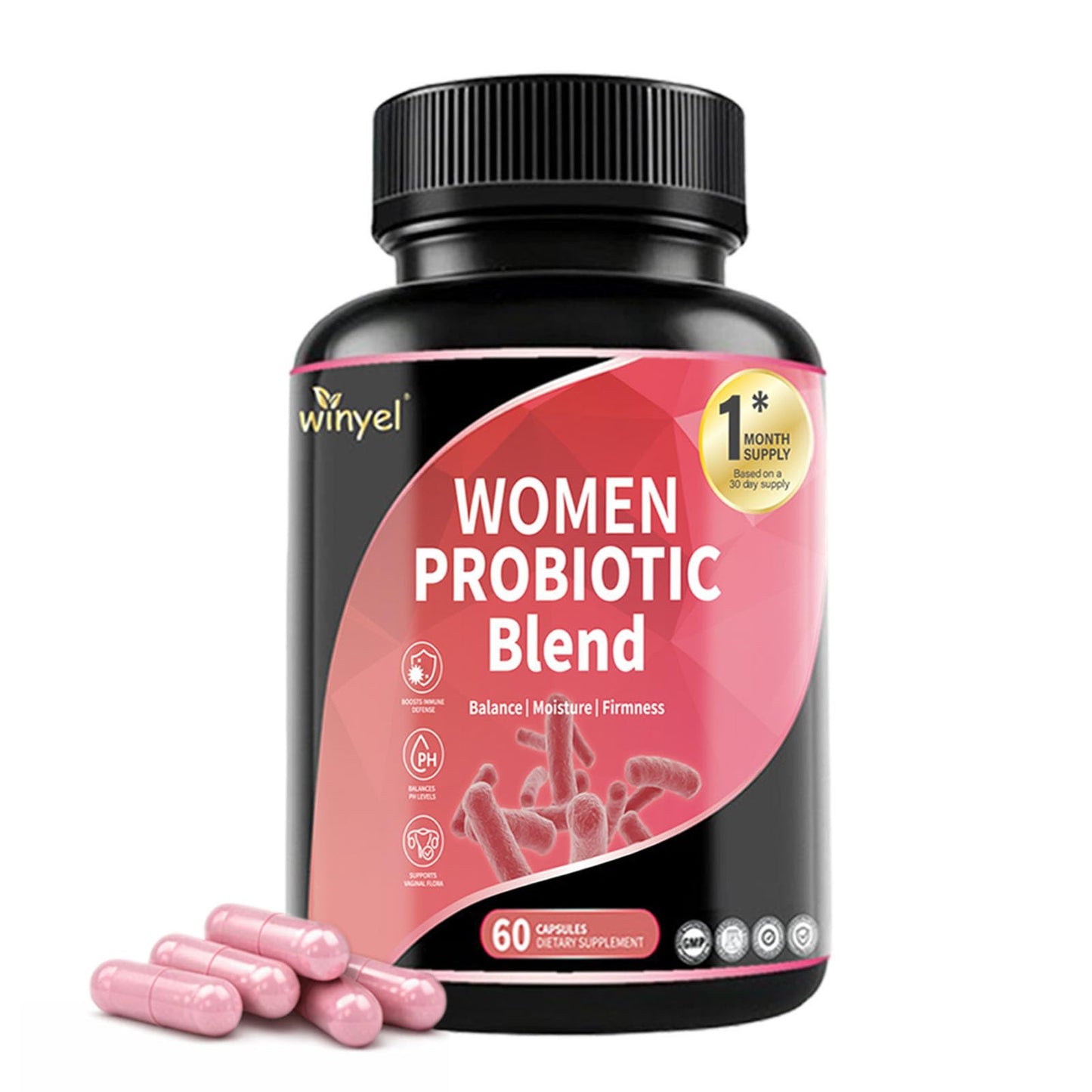 WINYEL Vaginal Probiotics for Women with Prebiotics & Herbal Blend – pH Balance & Feminine Health Support – Multi-Strain Lactobacillus for Vaginal Flora, - Maple Wellness Supplements