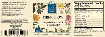 Wise Woman Herbals – Fiber Flow Capsules 120 Count – Supports Healthy Digestive Function, Gut Health, Bowel Health and Regularity - Maple Wellness Supplements