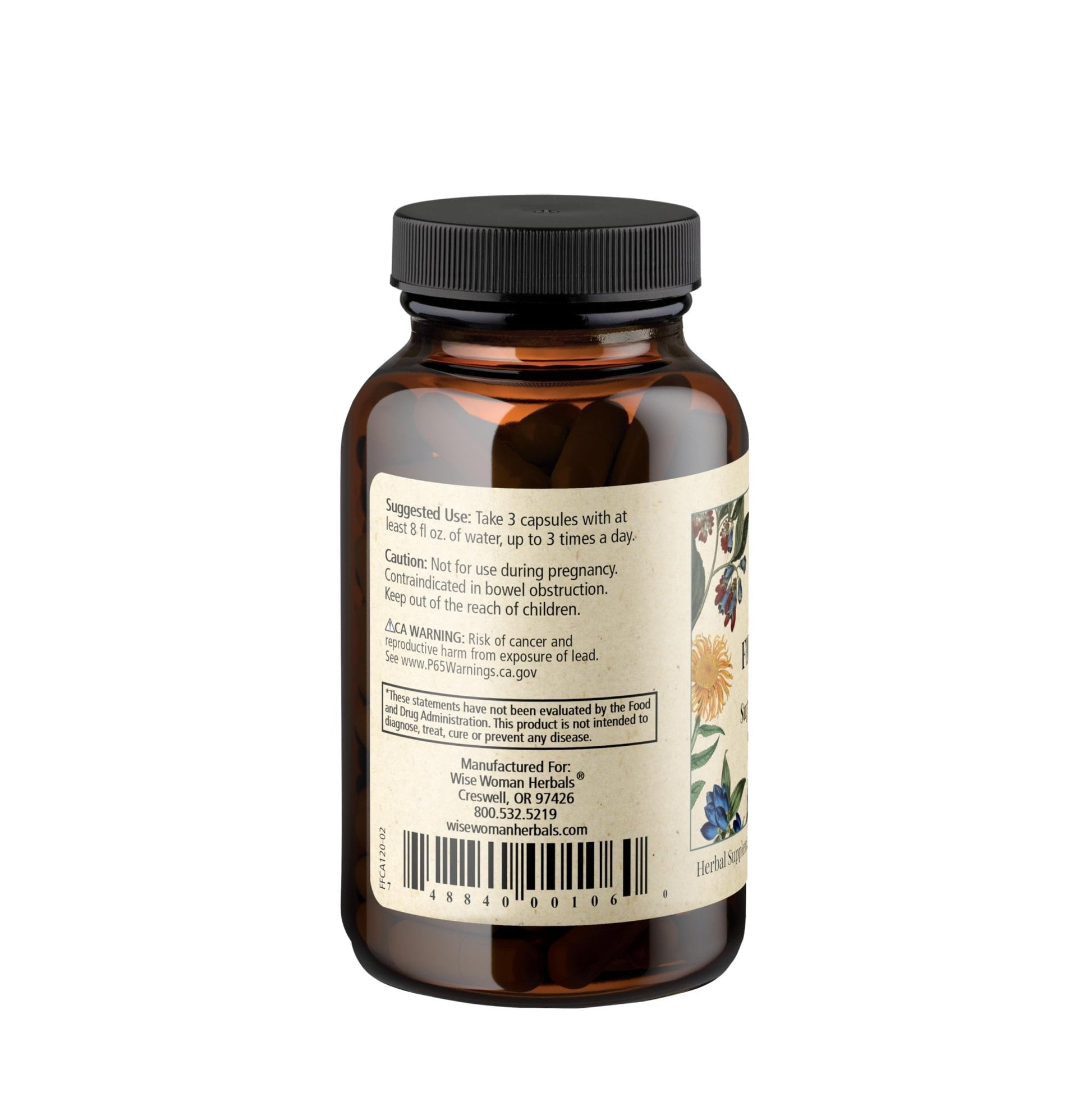 Wise Woman Herbals – Fiber Flow Capsules 120 Count – Supports Healthy Digestive Function, Gut Health, Bowel Health and Regularity - Maple Wellness Supplements