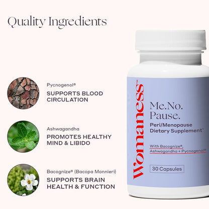 Womaness Menopause Supplements for Women - Hormone Balance for Women Perimenopause and Menopause - Ashwagandha, Pycnogenol and Bacognize for Hot Flashes, Brain Fog and Mood Hormone Free - 30 Capsules - Maple Wellness Supplements