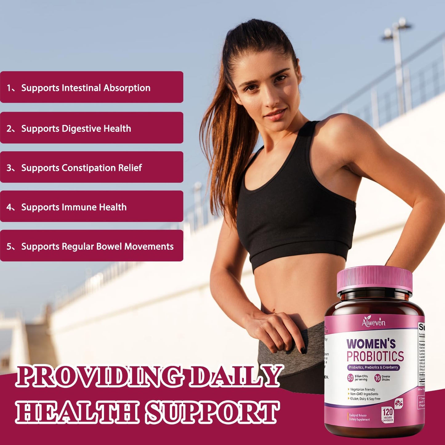 Women Probiotics 50 Billion CFU: Probiotics for Women with Prebiotics & Cranberry, 16 Strain Probiotic Supplement for Digestive Gut Health, Vaginal & Urinary Tract Support - Maple Wellness Supplements