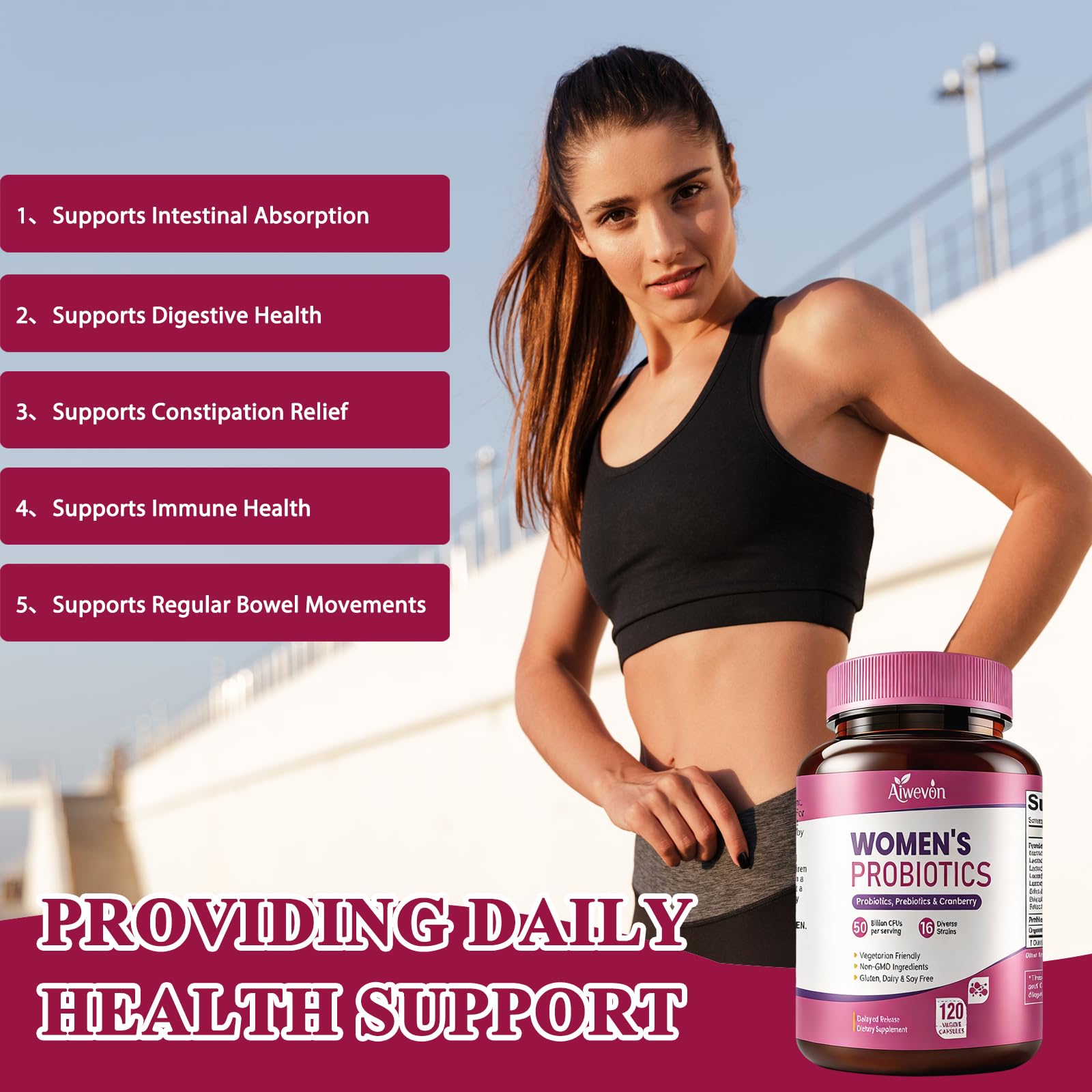 Women Probiotics 50 Billion CFU: Probiotics for Women with Prebiotics & Cranberry, 16 Strain Probiotic Supplement for Digestive Gut Health, Vaginal & Urinary Tract Support - Maple Wellness Supplements