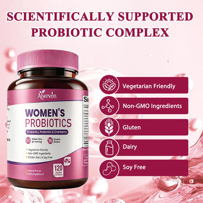 Women Probiotics 50 Billion CFU: Probiotics for Women with Prebiotics & Cranberry, 16 Strain Probiotic Supplement for Digestive Gut Health, Vaginal & Urinary Tract Support - Maple Wellness Supplements