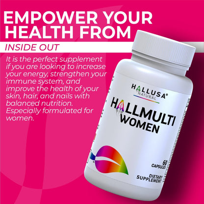 Women’s Multivitamin 18+ Vitamins & Minerals | Biotin, Folic Acid, Zinc, Calcium, Magnesium & Vitamin D | Hair, Skin & Nails Support, Energy - Maple Wellness Supplements