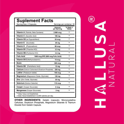 Women’s Multivitamin 18+ Vitamins & Minerals | Biotin, Folic Acid, Zinc, Calcium, Magnesium & Vitamin D | Hair, Skin & Nails Support, Energy - Maple Wellness Supplements