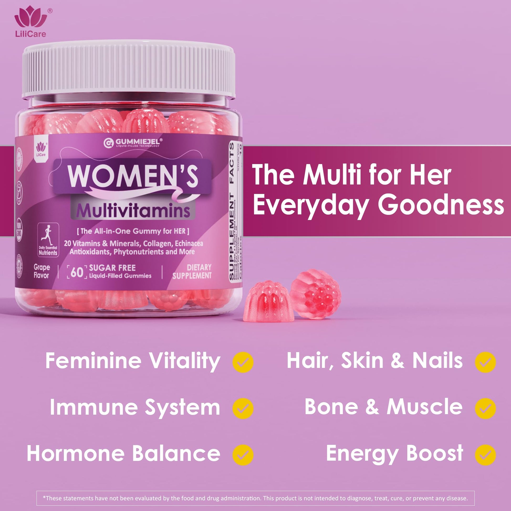 Womens Multivitamin Gummy, Methylated Multivitamin for Women, Biotin, Methylfolate, Iron, Collagen, Vitamins A C D, B Complex, Antioxidants for Women's Daily Support, - Maple Wellness Supplements