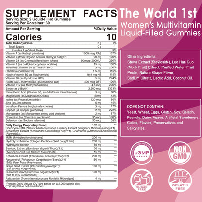 Womens Multivitamin Gummy, Methylated Multivitamin for Women, Biotin, Methylfolate, Iron, Collagen, Vitamins A C D, B Complex, Antioxidants for Women's Daily Support, - Maple Wellness Supplements