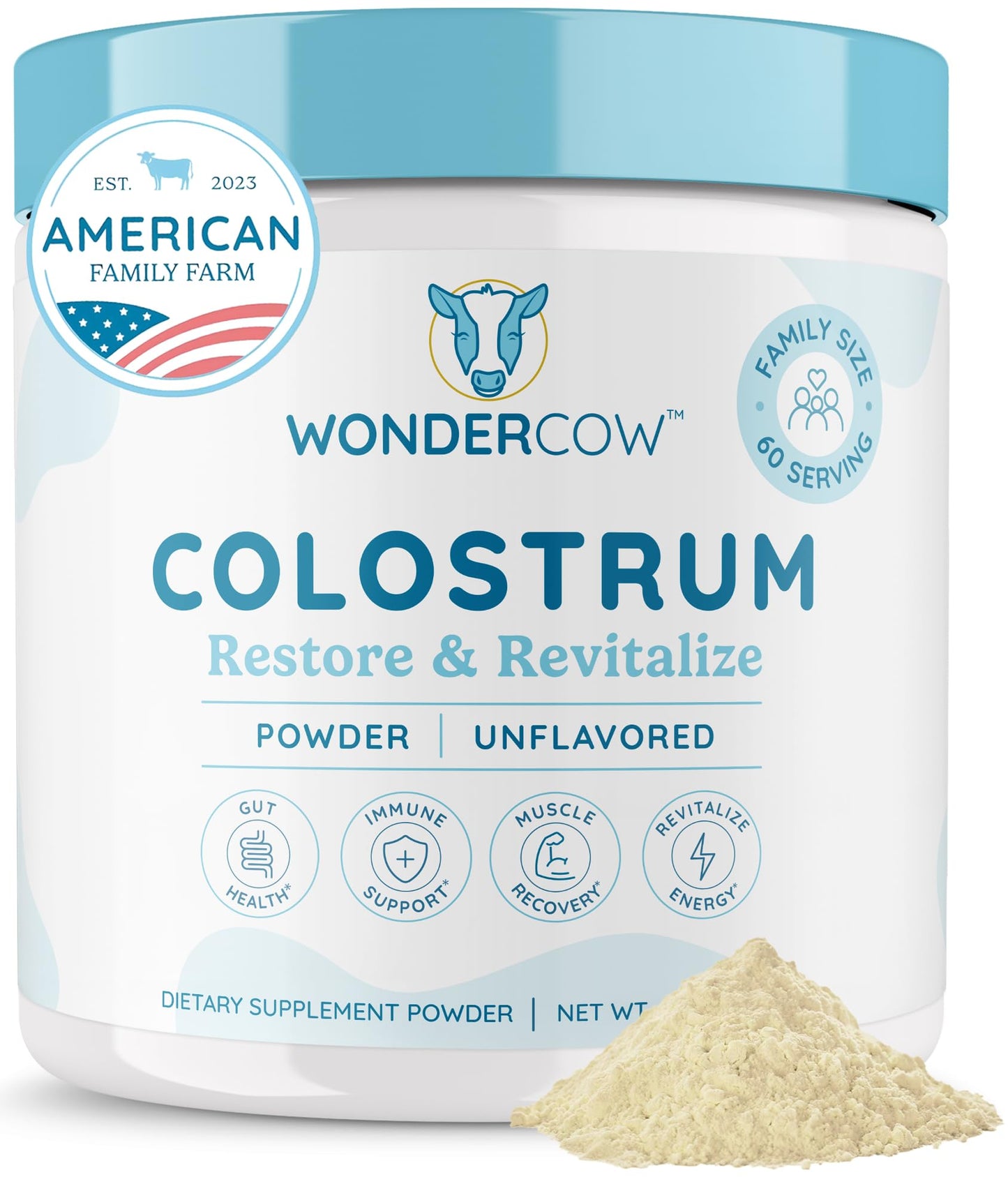 WONDERCOW Colostrum Supplement Powder for Gut Health, Immune Support & Wellness | Natural IgG Pure Whole Bovine Colostrum Superfood - Maple Wellness Supplements