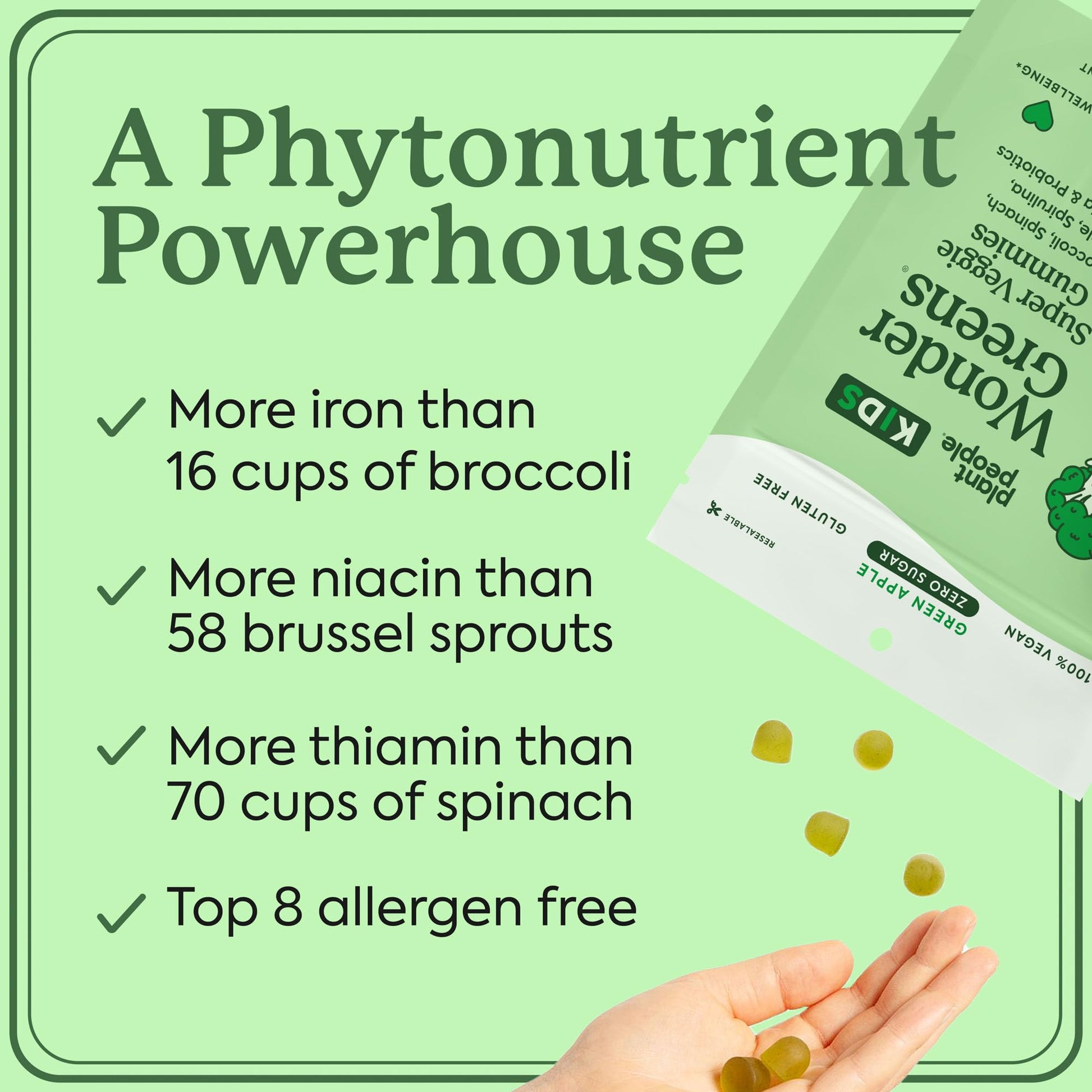 WonderGreens Kids Super Veggie Gummies – Sugar-Free, Allergen-Free Multivitamin for Picky Eaters with Probiotics - Maple Wellness Supplements