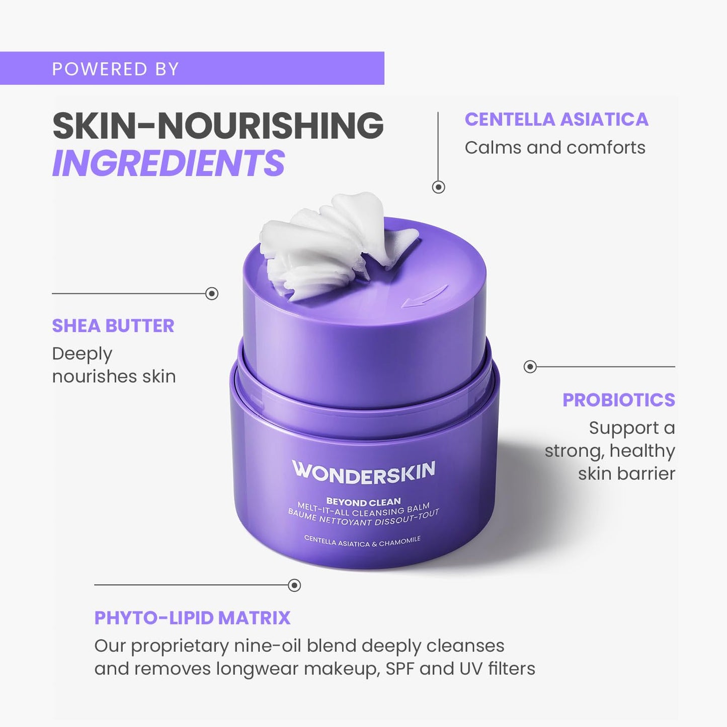 Wonderskin Cleansing Balm - Melt It All Balm to Milk Makeup Remover, Gentle Hydrating Face Cleanser with Centella and Chamomile - Maple Wellness Supplements