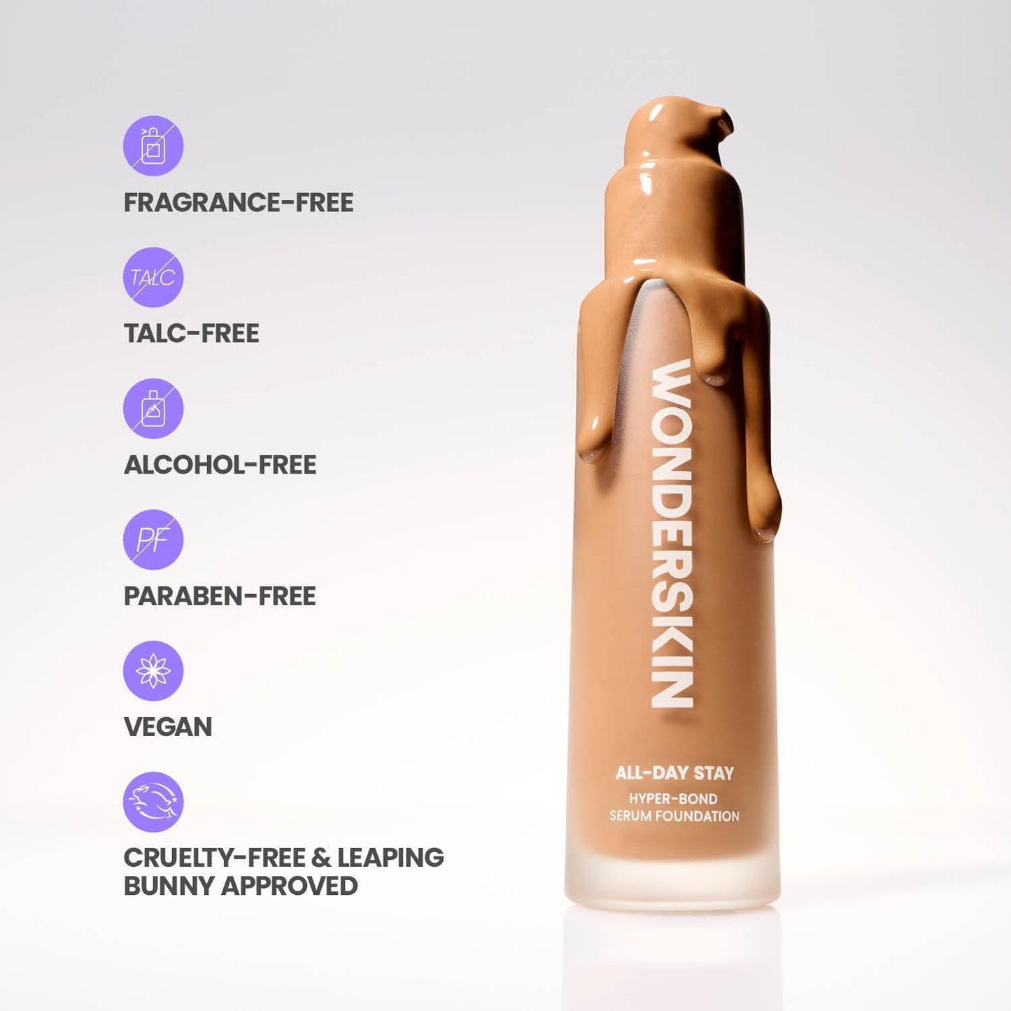 Wonderskin Hyper Bond All-Day Stay Serum Foundation – Waterproof, Transfer-Proof, 24HR Longwear Face Makeup with Niacinamide & Hyaluronic Acid – Lightweight, Natural Finish (Moonstone) - Maple Wellness Supplements