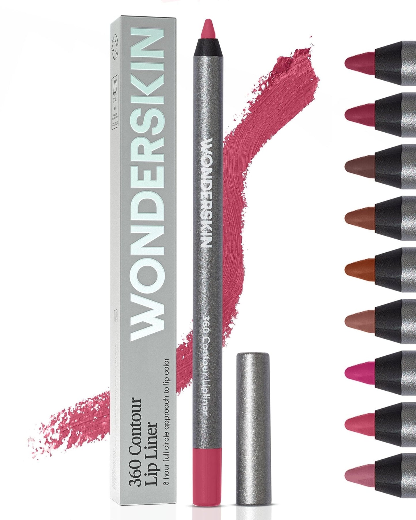 Wonderskin Lipliner Pencil - 360 Contour Lipliner, Long Lasting, Sharpenable, Waterproof and Transfer-Proof Nude Lip Liner Pencil (Rosewood) - Maple Wellness Supplements