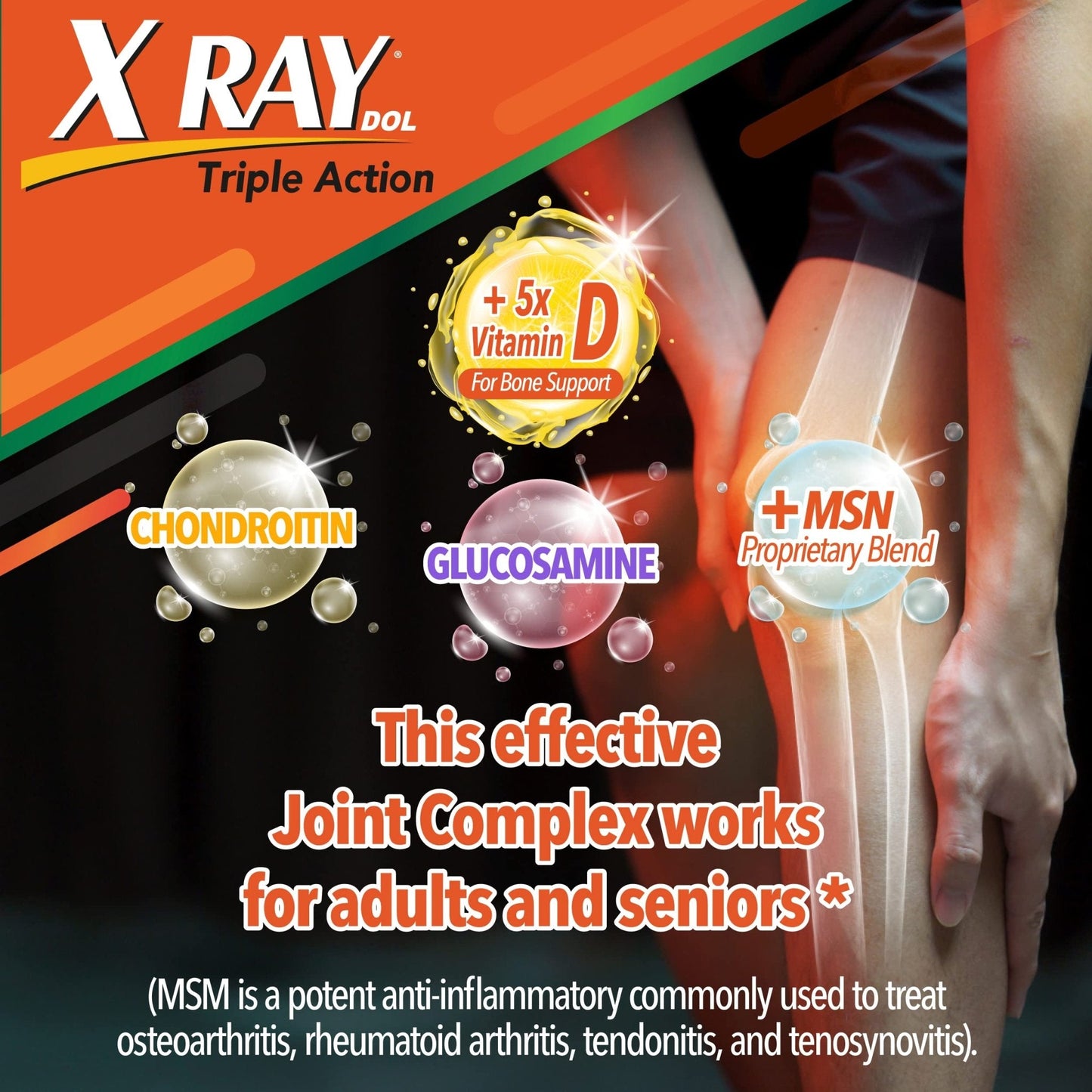 X Ray Dol Triple Action Joint Health Supplement, with 5X Vitamin D, Glucosamine 1500mg - Maple Wellness Supplements