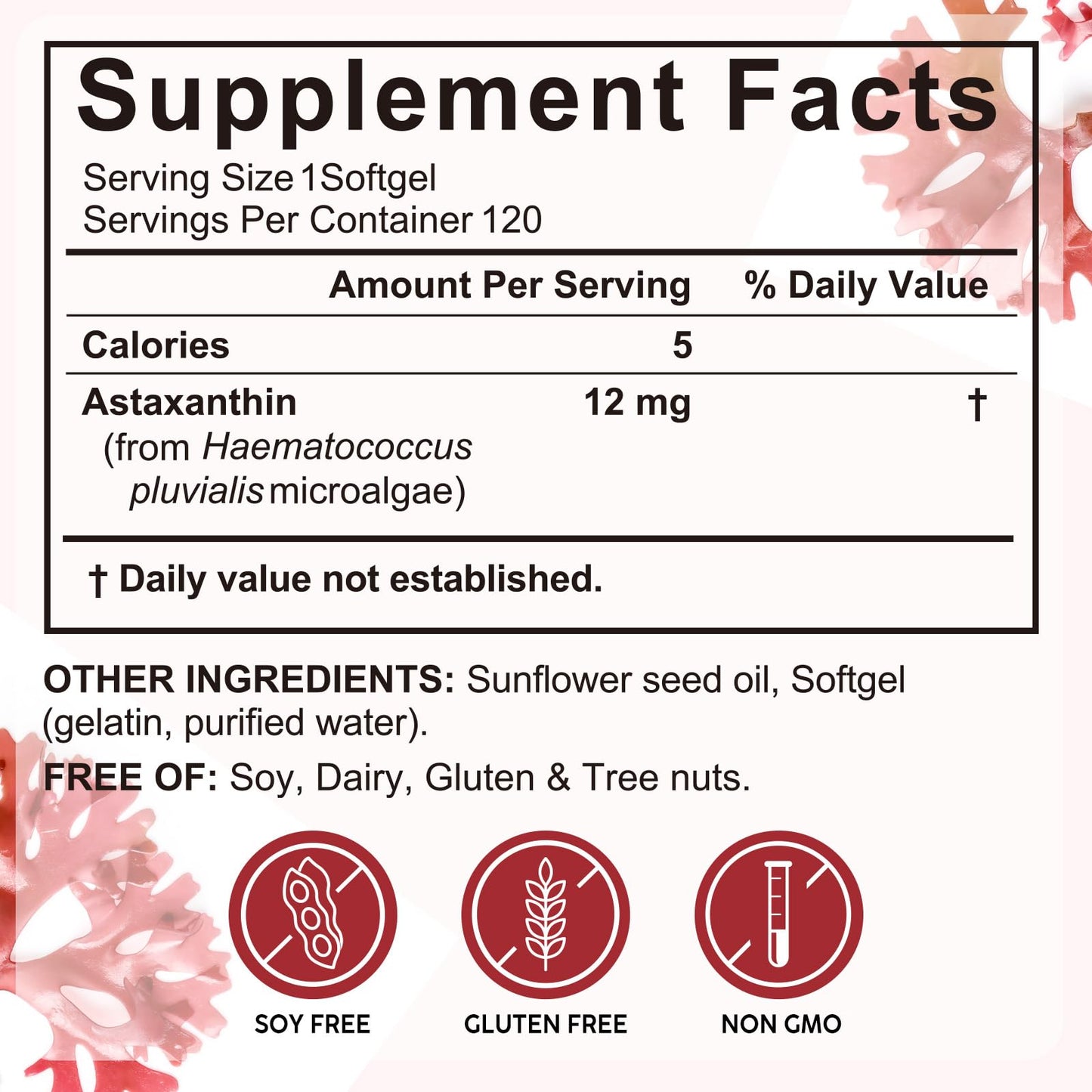 Xaarty Premium Astaxanthin 12mg, Natural Antioxidant Supplement for Eye, Joint, Skin Health,Microalgae Source, 4 Month Supply - Maple Wellness Supplements