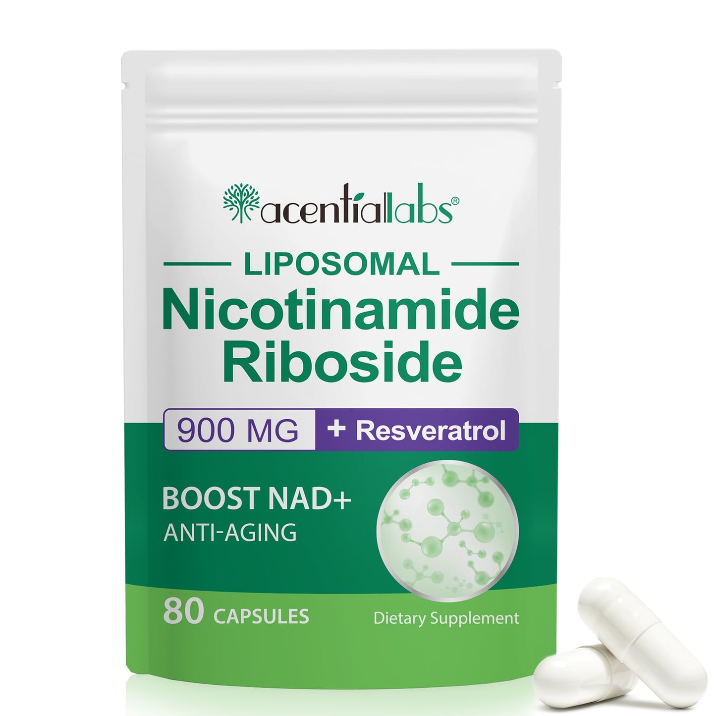 XINSZLIN NAD Supplement, NAD+ Nicotinamide Riboside Resveratrol 900mg, Dietary Supplement for Healthy Cellular Function, NAD+ Fuels Cellular Defense and Cctivates Anti-Aging Genes 80 Capsules - Maple Wellness Supplements