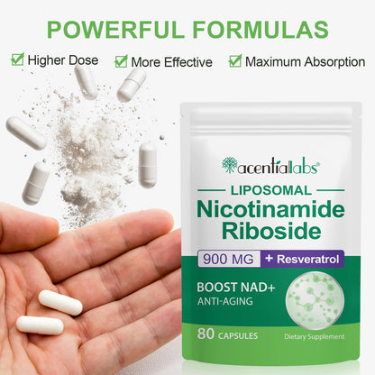 XINSZLIN NAD Supplement, NAD+ Nicotinamide Riboside Resveratrol 900mg, Dietary Supplement for Healthy Cellular Function, NAD+ Fuels Cellular Defense and Cctivates Anti-Aging Genes 80 Capsules - Maple Wellness Supplements