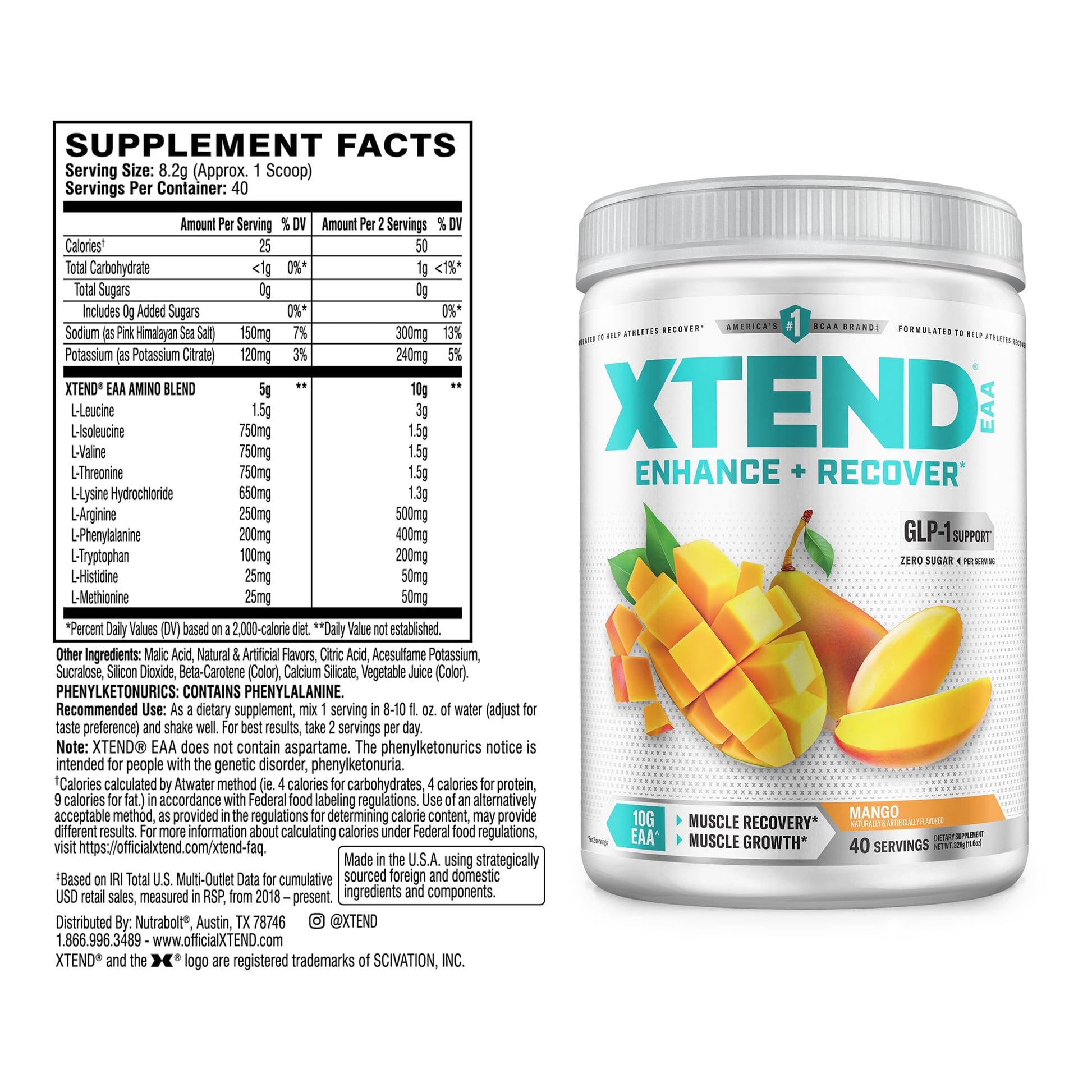 Xtend EAA + BCAA Powder for Muscle Recovery & Lean Muscle Growth, 9 Essential Amino Acids for Intra Workout or Post Workout Recovery - Maple Wellness Supplements