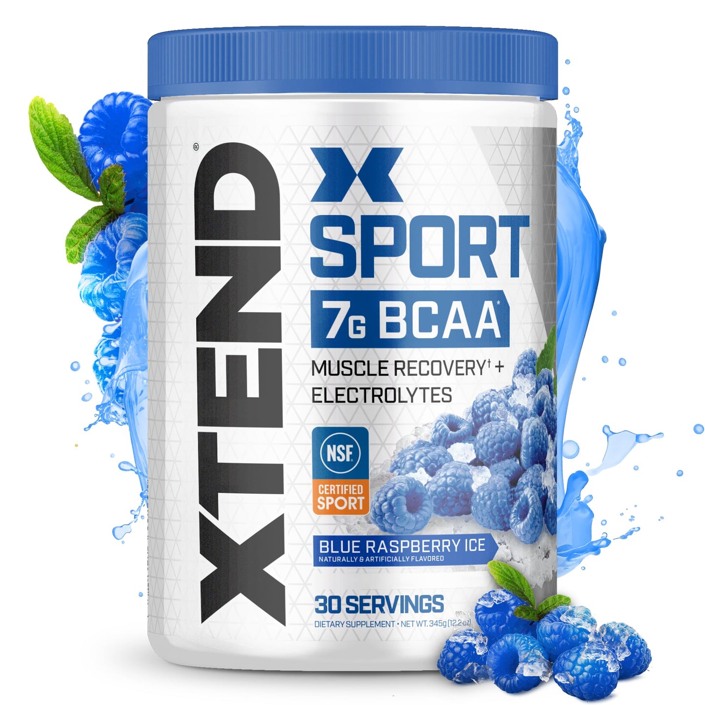 XTEND Sport BCAA Powder Blue Raspberry Ice - Electrolyte Powder for Recovery & Hydration with Amino Acids - 30 Servings - Maple Wellness Supplements
