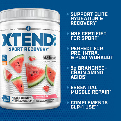 Xtend Sport BCAA Powder Watermelon - Electrolyte Powder for Recovery & Hydration with Amino Acids - 30 Servings - Maple Wellness Supplements