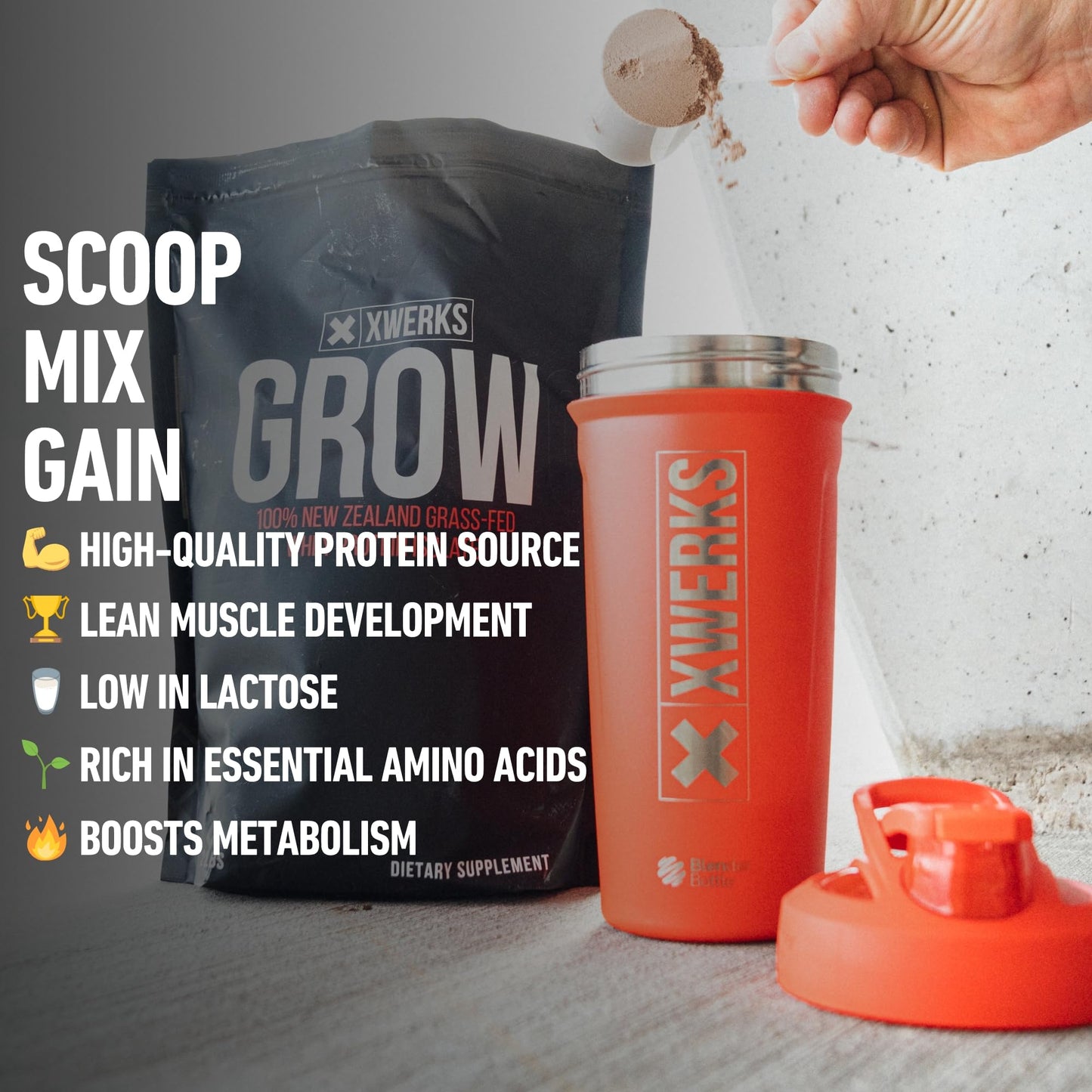 Xwerks Grow 100% New Zealand Grass-Fed Whey Protein - 25g of Pure Isolate Protein - Maple Wellness Supplements