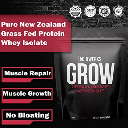 Xwerks Grow 100% New Zealand Grass-Fed Whey Protein - 25g of Pure Isolate Protein - Maple Wellness Supplements