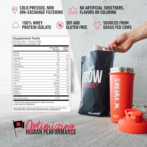 Xwerks Grow 100% New Zealand Grass-Fed Whey Protein - 25g of Pure Isolate Protein - Maple Wellness Supplements